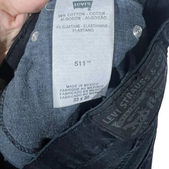 Levis 511 Straight Leg Black Jeans 33x30 - Picture 4 of 4
